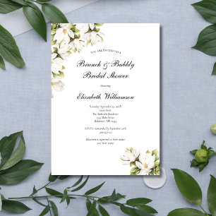 Convites Chá de Bebê Bridal com Espumante e Magnólia Floral