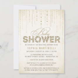 Convites Chá de Bebê Brilho Dourado Antigo