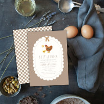 Chá de Bebê Brown Gingham Cottagecore Frango Galin