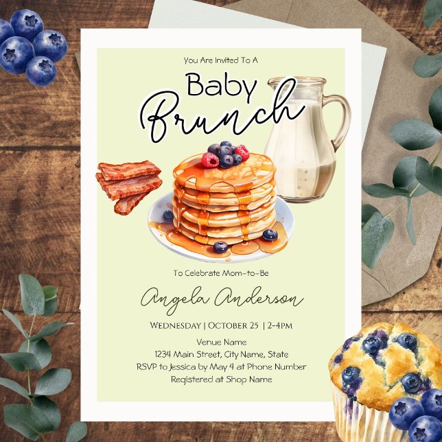 Convites Chá de Bebê Brunch Divertido Verde (Criador carregado)