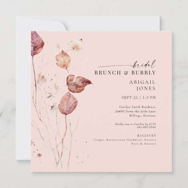 Convites Chá de Bebê & Brunch Nupcial com Batom Quadrado e  (Frente)