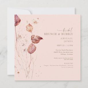 Convites Chá de Bebê & Brunch Nupcial de Outono Cor de Rosa