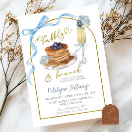 Convites Chá de Bebê Bubbly Brunch Blue Hydrangea