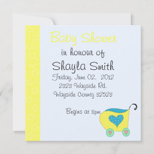 Convites Chá de Bebê Buggy Amarelo Bebê