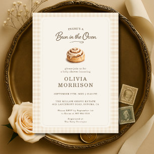 Convites Chá de Bebê Bun in the Oven Gingham Neutro