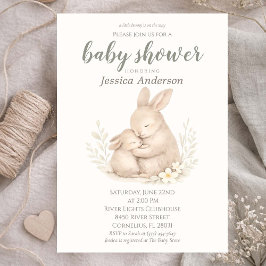 Convites Chá de Bebê Bunny Boho Cottagecore Neutro em Gêner