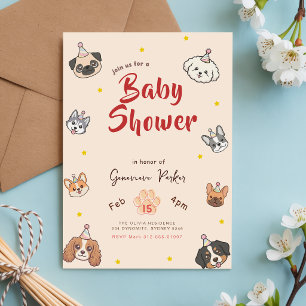 Convites Chá de Bebê Cachorrinho Fofo em Aquarela