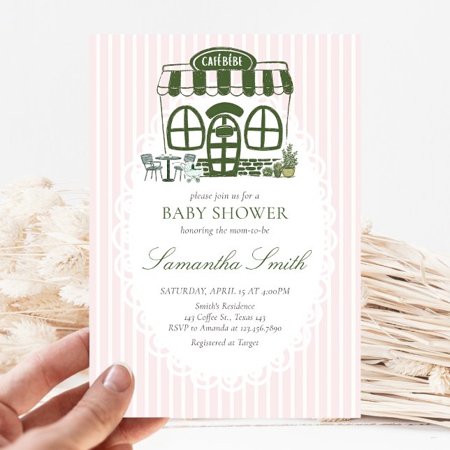 Convites Chá de Bebê Café Bebe (Baby is Brewing Coffee Cafe Bebe Baby Shower Invitation)