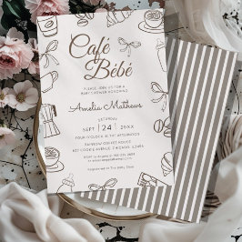 Convites Chá de Bebê Café Bebe Brown Bow Baby Shower