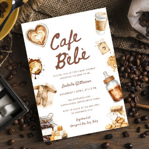 Convites Chá de Bebê Café Bebe está Preparando Café Brown