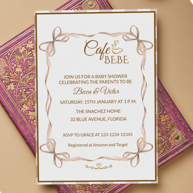Convites Chá de Bebê Café Bebe Francês (Criador carregado)