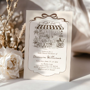 Convites Chá de Bebê Café Bebe Neutro Elegante Marrom