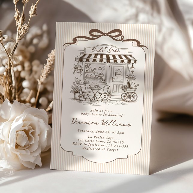 Convites Chá de Bebê Café Bebe Neutro Elegante Marrom (Criador carregado)