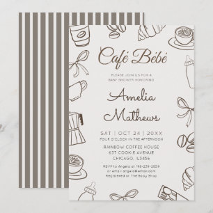 Convites Chá de Bebê Café Bebe Whimsical Coffee & Laço