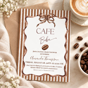 Convites Chá de Bebê Café Brown Bow Café Chá de Bebê