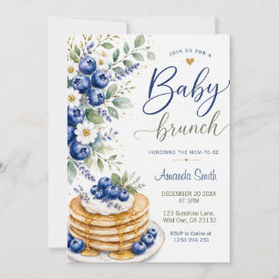 Convites Chá de Bebê Café da Manhã Blueberry Baby em Aquare
