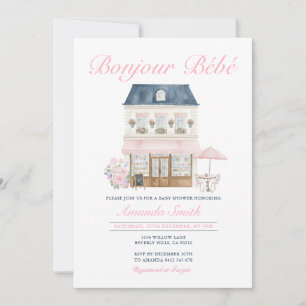 Convites Chá de Bebê Café Parisiense Francês Bonjour Bebe
