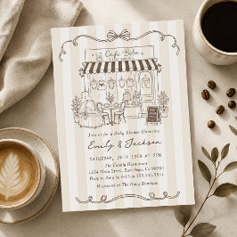 Convites Chá de Bebê Café Tema Parisiense Arco Café