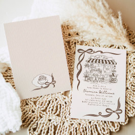 Convites Chá de Bebê Café Tema Parisiense Laço Café