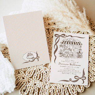 Convites Chá de Bebê Café Tema Parisiense Laço Café