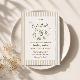 Convites Chá de Bebê Café Vintage Listras Café