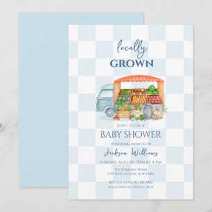 Convites Chá de Bebê Caminhão de Legumes Gingham Cultivados