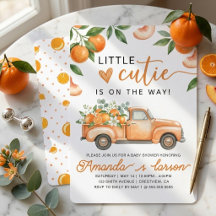 Chá de Bebê Caminhão Laranja Vintage Little Cutie