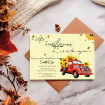 Chá de Bebê Caminhão Vermelho Antigo com Girassóis