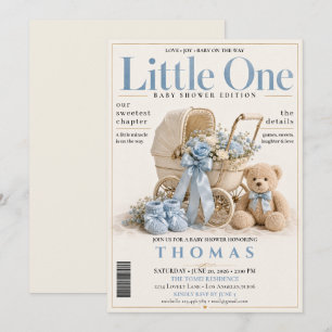 Convites Chá de Bebê Capa de Revista Elegante para Menino