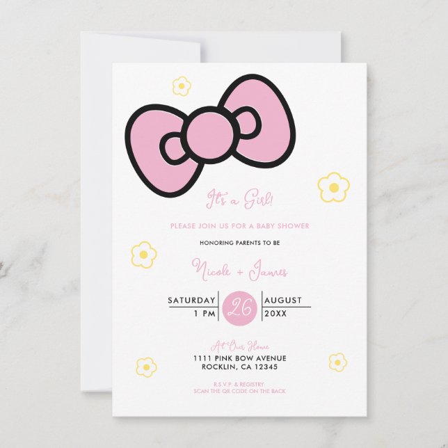 Convites Chá de Bebê Caprichoso Arco Rosa Fofo (Frente)