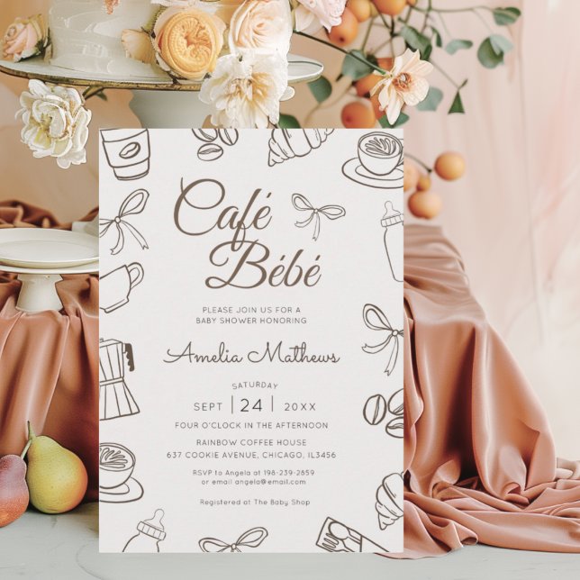 Convites Chá de Bebê Caprichoso Café Bebe Brown (Criador carregado)