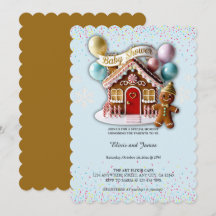 Chá de Bebê Casa de Gingerbread Dourada