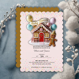 Convites Chá de Bebê Casa de Pão de Mel Dourada