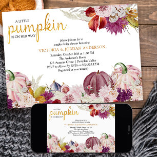 Convites Chá de Bebê Casal Little Pumpkin Floral Rústico