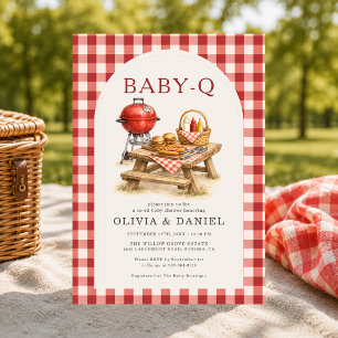 Convites Chá de Bebê Casal Xadrez Vermelho Baby Q