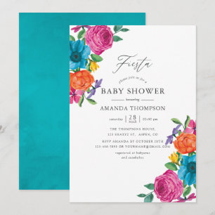 Convites Chá de Bebê Casamento Floral Aquarela Fiesta