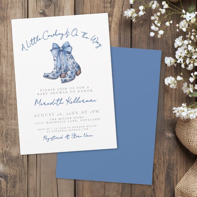 Convites Chá de Bebê Caubói Country (Country Bow Cowboy Baby Shower Invitation)