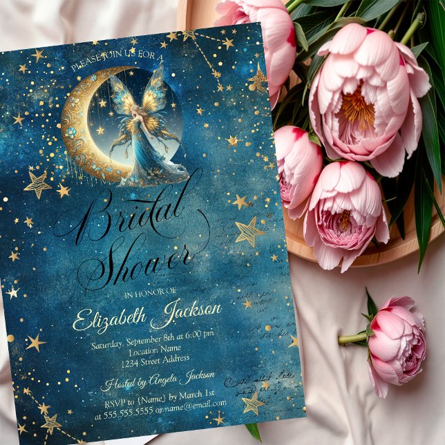 Convites Chá de Bebê Celestial Lua Fada Estrelas (Criador carregado)