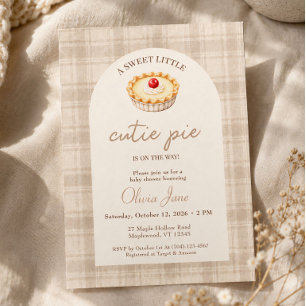 Convites Chá de Bebê Cereja Little Cutie Pie Outono Gingham