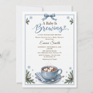 Convites Chá de Bebê: Chocolate Quente de Inverno Azul - Um