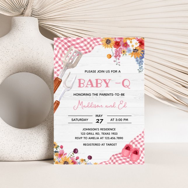 Convites Chá de Bebê Churrasco Rosa (Girl BBQ Baby Shower Invitation)