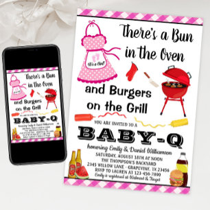 Convites Chá de Bebê Churrasco Rosa Menina