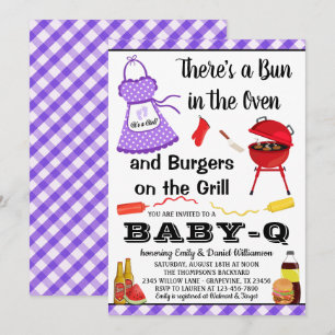 Convites Chá de Bebê Churrasco Roxo Menina