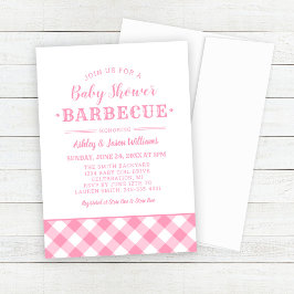 Convites Chá de Bebê Churrasco Xadrez Rosa Gingham