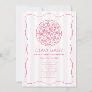 Convites Chá de Bebê Ciao Baby Rosa Menina Pizza