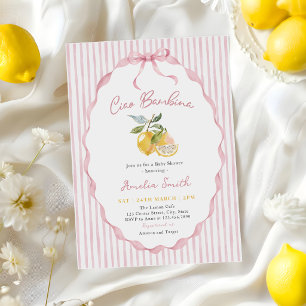 Convites Chá de Bebê Ciao Bambina Limão Rosa