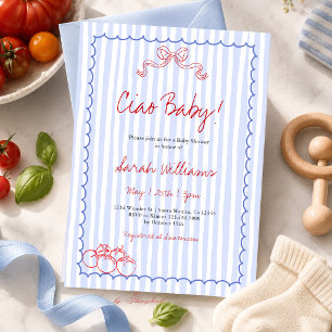 Convites Chá de Bebê Ciao Italiano Tomate Chá de Bebê