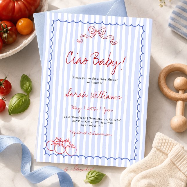 Convites Chá de Bebê Ciao Italiano Tomate Chá de Bebê (Criador carregado)
