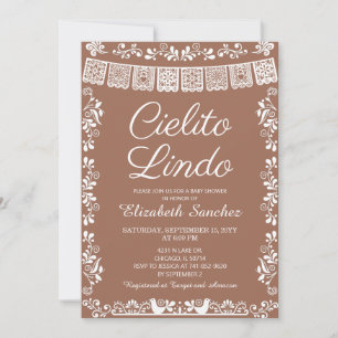 Convites Chá de Bebê Cielito Lindo Terracota Papel Picado