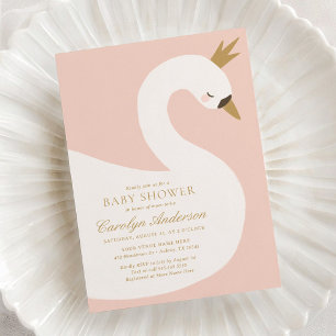 Convites Chá de Bebê Cisne Rosa Elegante